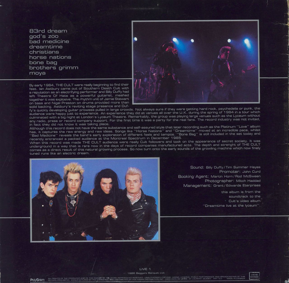 The Cult Live At The Lyceum-London-20th May 1984 Canadian vinyl LP album (LP record)