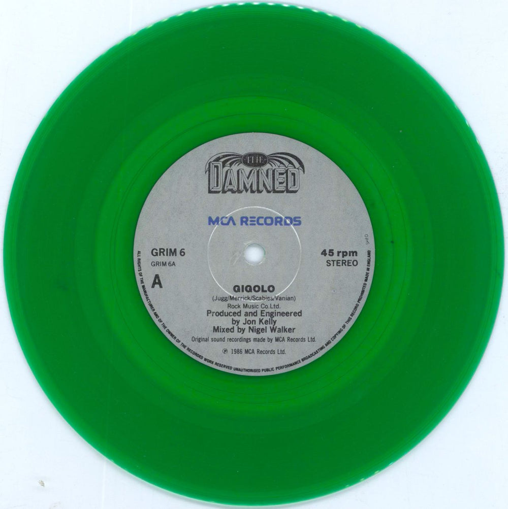 The Damned Gigolo - Green - EX UK 7" vinyl single (7 inch record / 45) DAM07GI807749