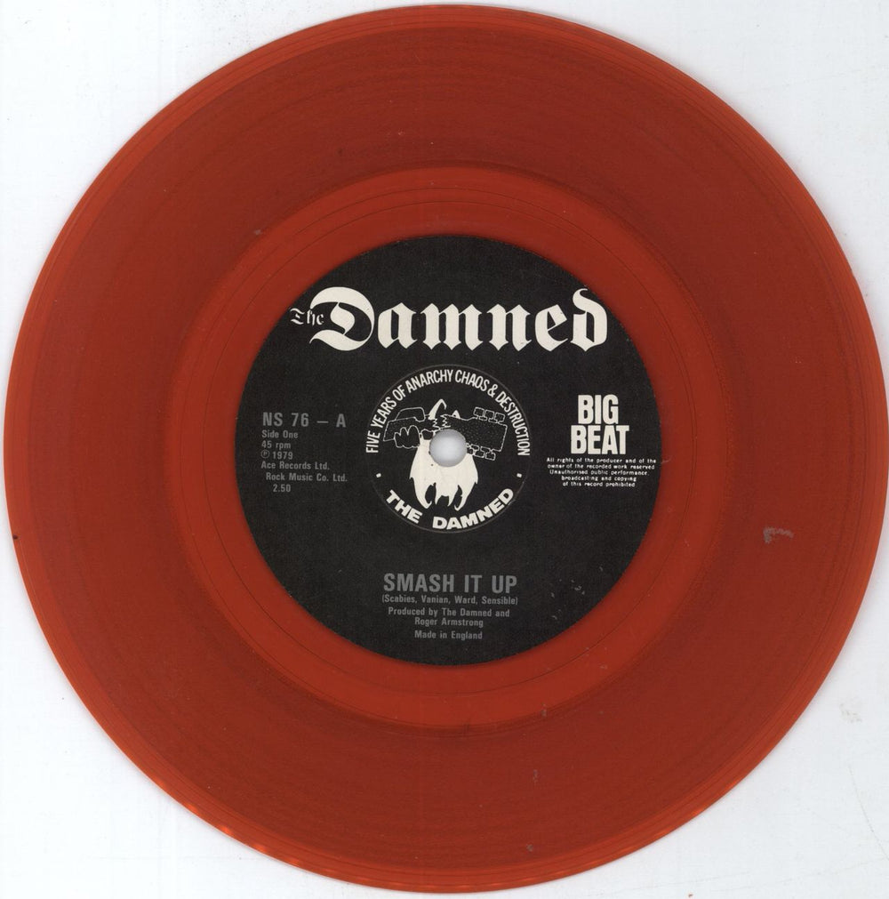 The Damned Smash It Up - Red vinyl UK 7" vinyl single (7 inch record / 45) NS76