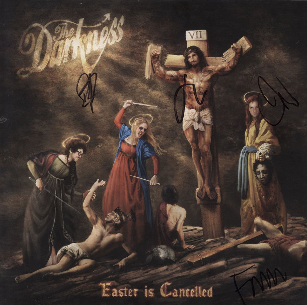 The Darkness Easter Is Cancelled  - Autographed UK vinyl LP album (LP record) COOKLP736