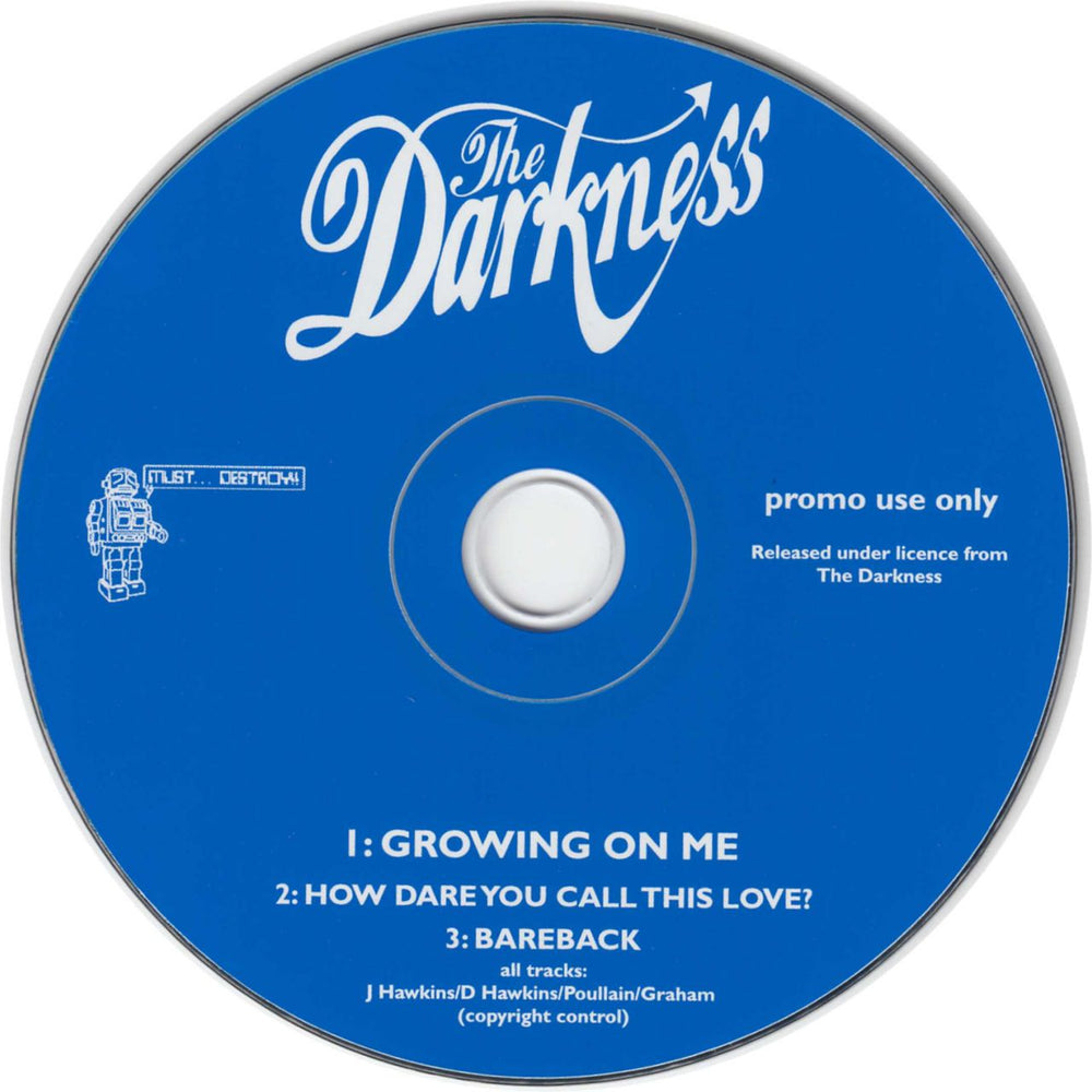 The Darkness Growing On Me UK Promo CD single (CD5 / 5")