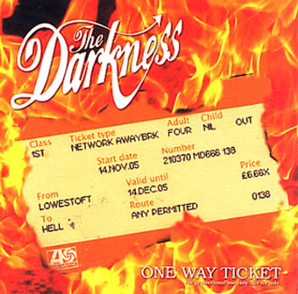 The Darkness One Way Ticket US Promo CD single (CD5 / 5") PRCD302044