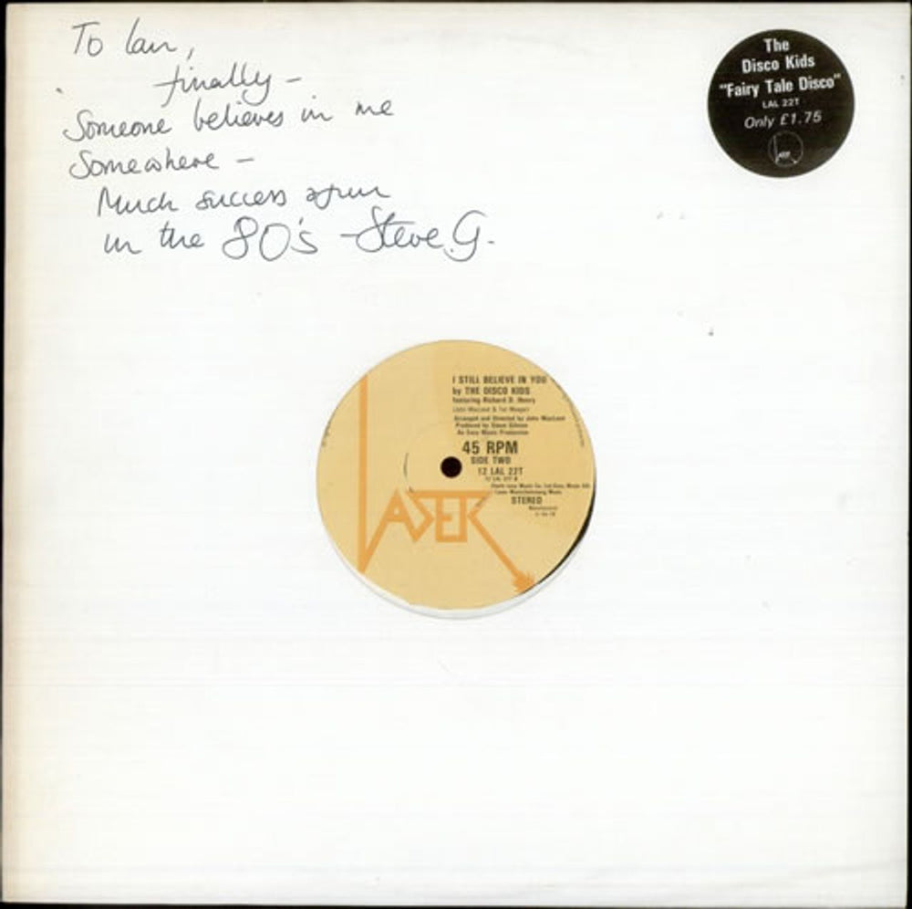 The Disco Kids I Still Believe In You - Autographed UK 12" vinyl single (12 inch record / Maxi-single) 12LAL22T