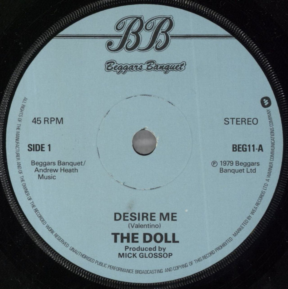 The Doll Desire Me UK 7" vinyl single (7 inch record / 45) BEG11