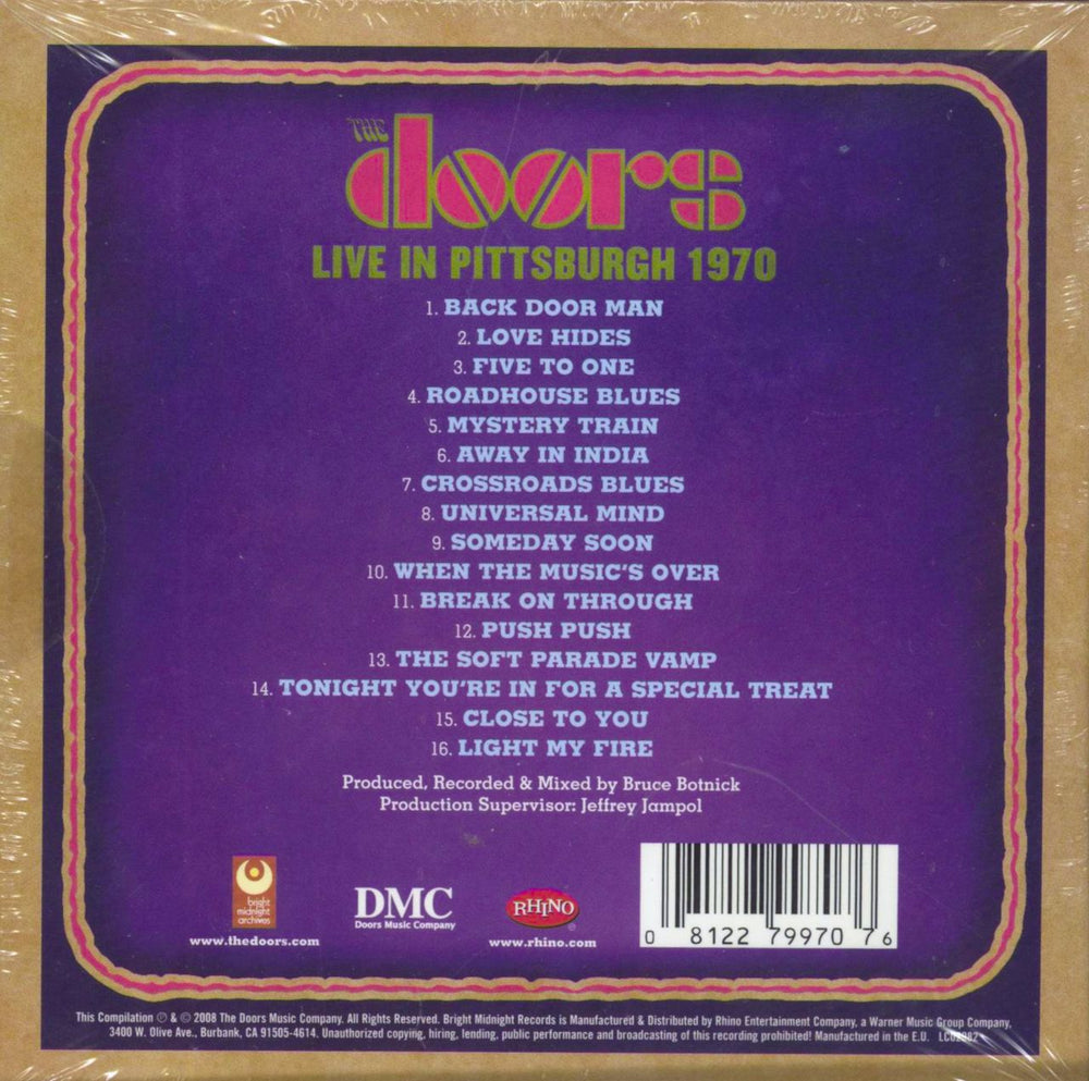 The Doors Live In Pittsburgh 1970 - Sealed UK 2 CD album set (Double CD) 081227997076