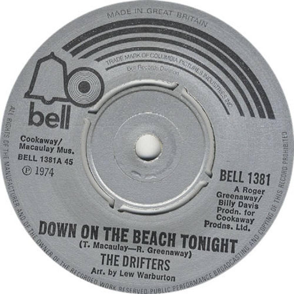 The Drifters Down On The Beach Tonight UK 7" vinyl single (7 inch record / 45) BELL1381