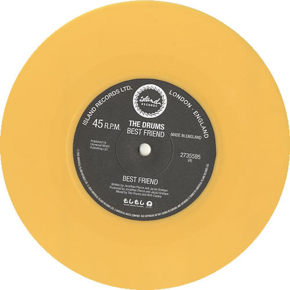 The Drums Best Friend - Yellow Vinyl UK 7" vinyl single (7 inch record / 45) UMS07BE502118