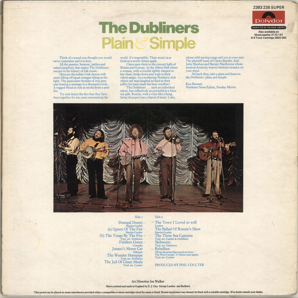 The Dubliners Plain & Simple UK vinyl LP album (LP record)