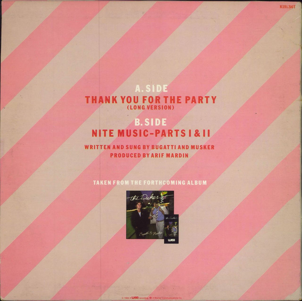 The Dukes Thank You For The Party UK 12" vinyl single (12 inch record / Maxi-single)