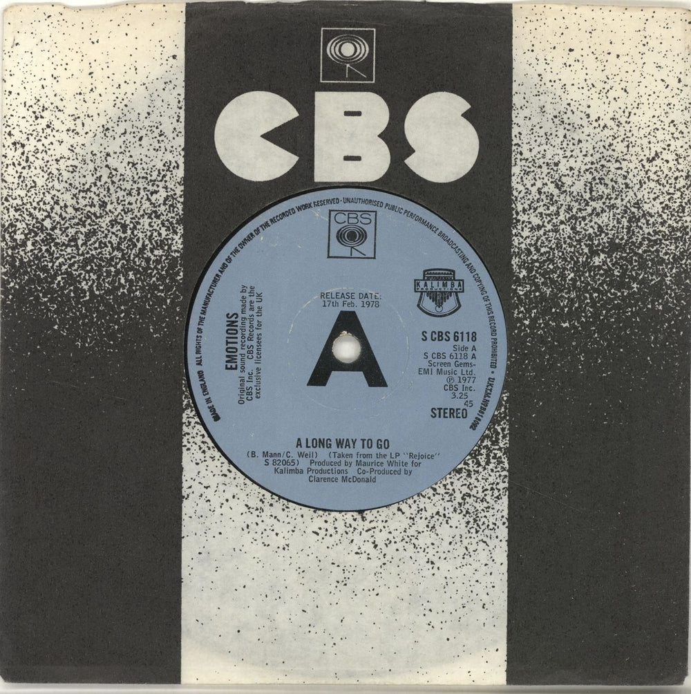 The Emotions (Soul) A Long Way To Go UK Promo 7" vinyl single (7 inch record / 45) SCBS6118