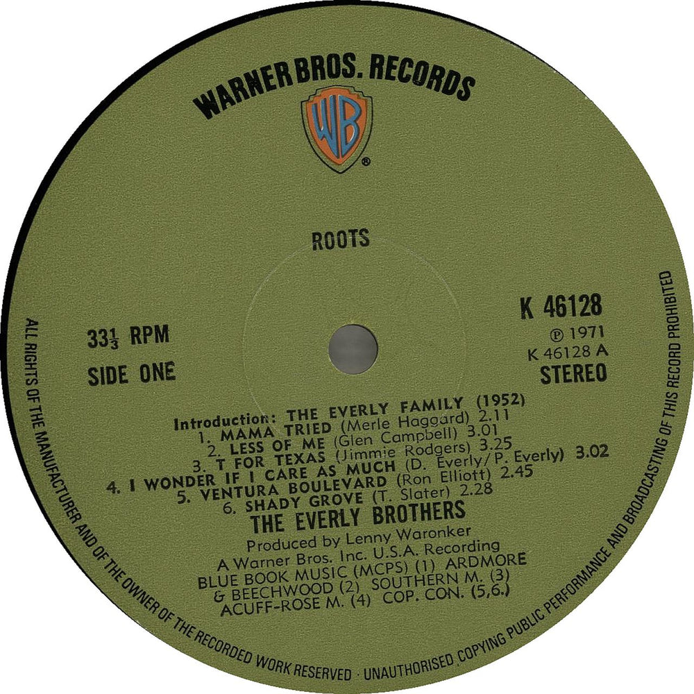 The Everly Brothers Roots UK vinyl LP album (LP record) EBRLPRO646217