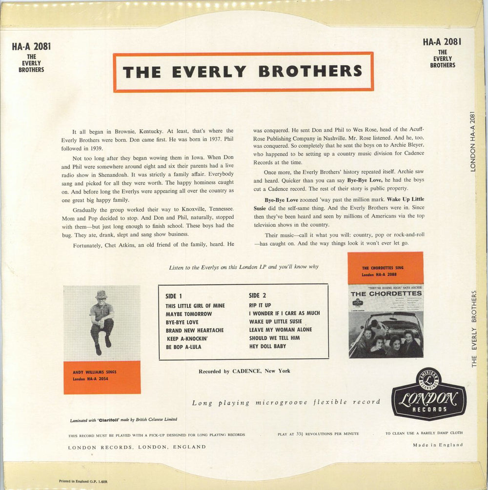 The Everly Brothers The Everly Brothers - 1st - Scalloped - EX UK vinyl LP album (LP record)