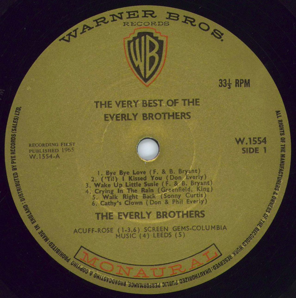 The Everly Brothers The Very Best Of The Everly Brothers - EX UK vinyl LP album (LP record) EBRLPTH718975