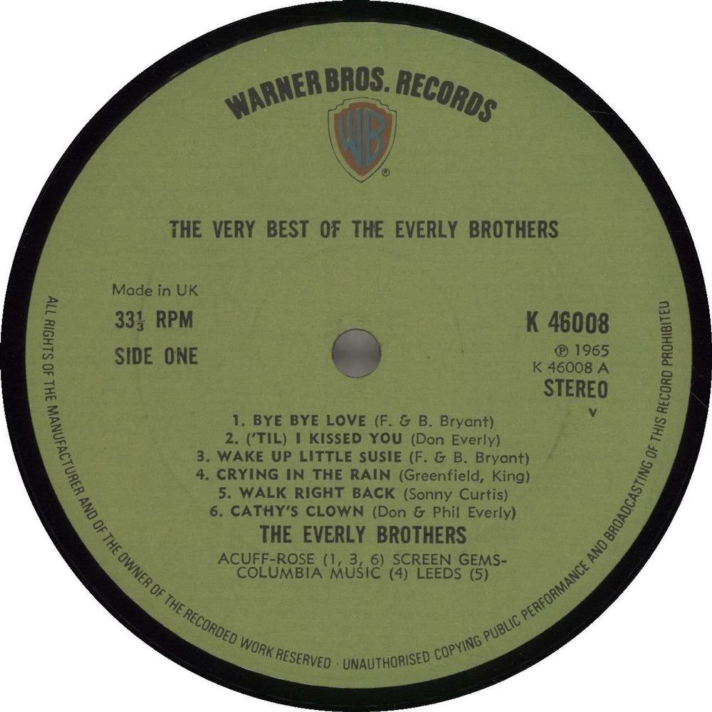 The Everly Brothers The Very Best Of The Everly Brothers UK vinyl LP album (LP record) EBRLPTH695685