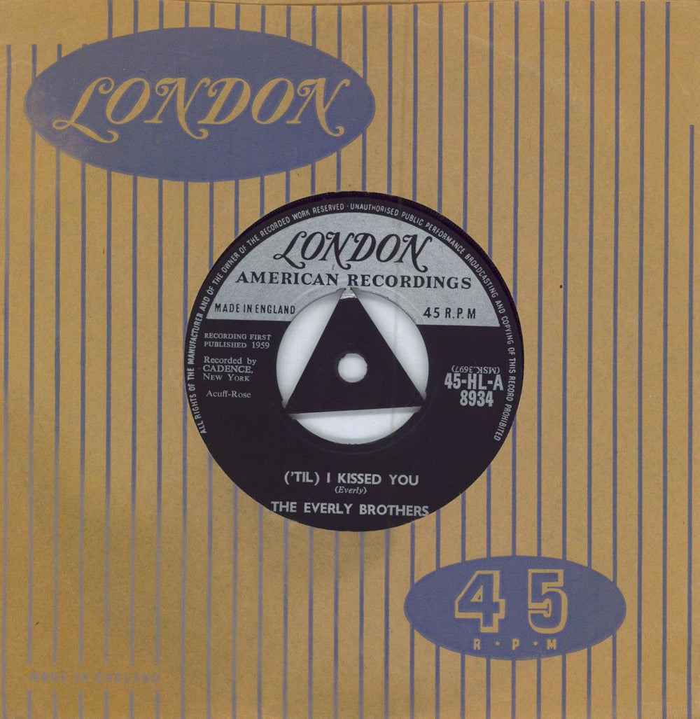 The Everly Brothers ('Til) I Kissed You - 1st UK 7" vinyl single (7 inch record / 45) 45-HLA8934