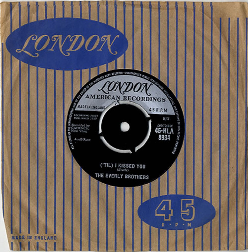 The Everly Brothers ('Til) I Kissed You - 2nd UK 7" vinyl single (7 inch record / 45) 45-HLA8934