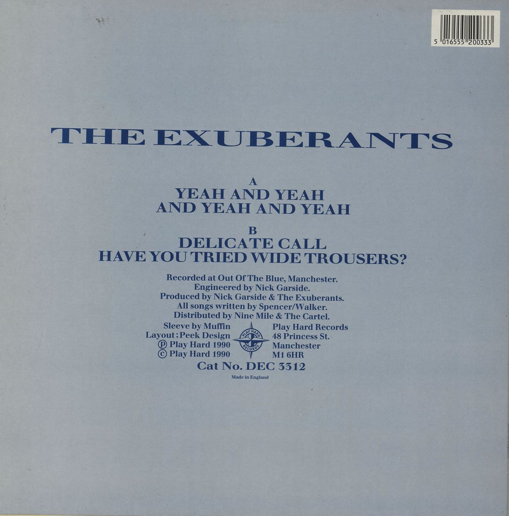 The Exuberants Yeah And Yeah And Yeah And Yeah UK 12" vinyl single (12 inch record / Maxi-single) 5016555200333