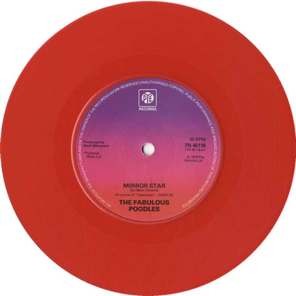 The Fabulous Poodles Mirror Star - Pink Vinyl - Solid + P/S UK 7" vinyl single (7 inch record / 45) FP007MI573425