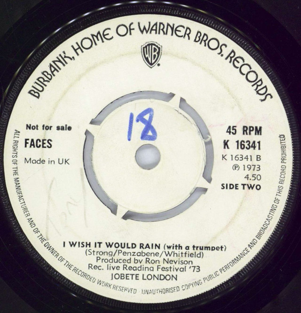 The Faces Pool Hall Richard - wol UK Promo 7" vinyl single (7 inch record / 45) FCE07PO225305