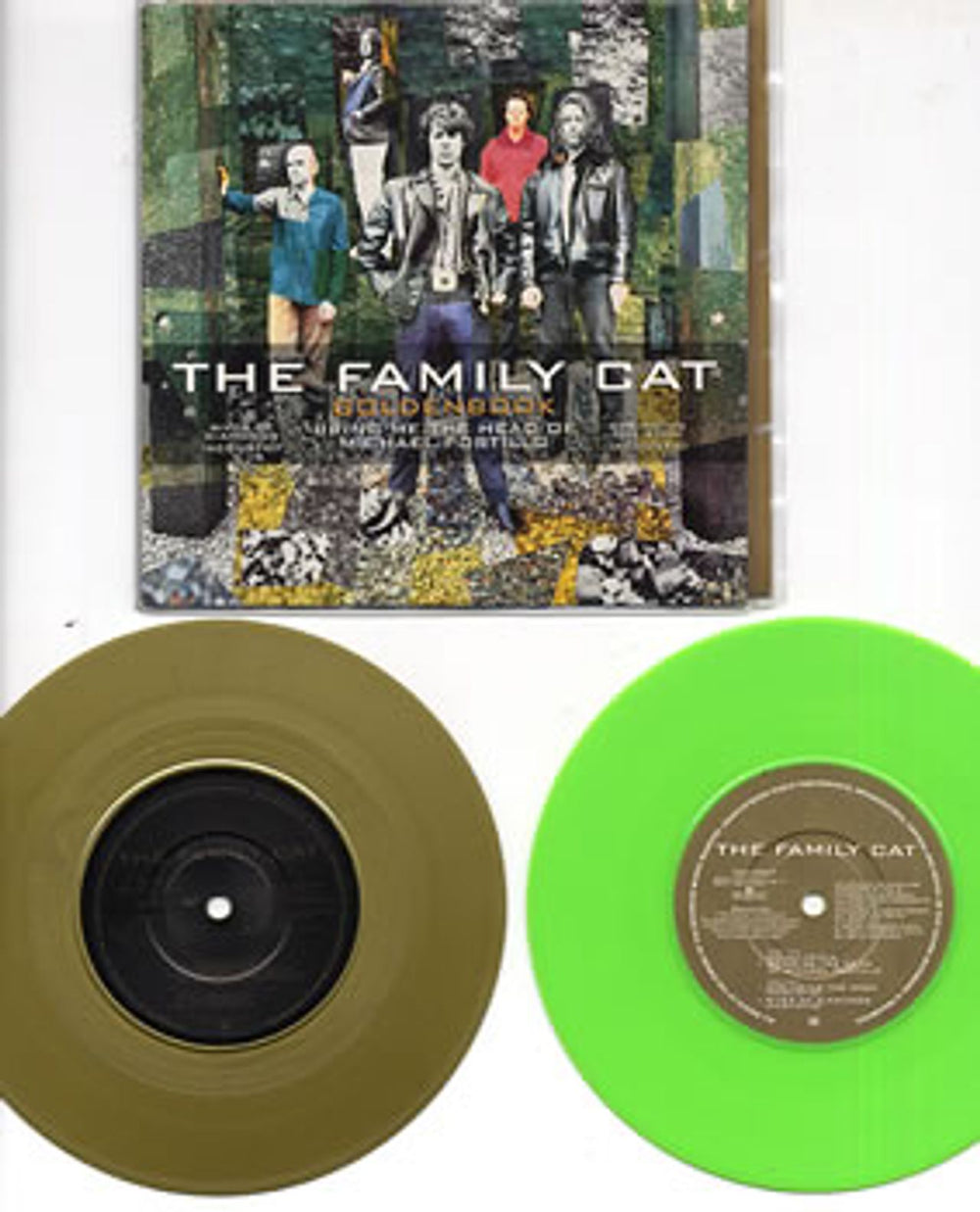 The Family Cat Goldenbook - Gold/Green Vinyl Double pack UK 7" vinyl single (7 inch record / 45) 74321220077/187