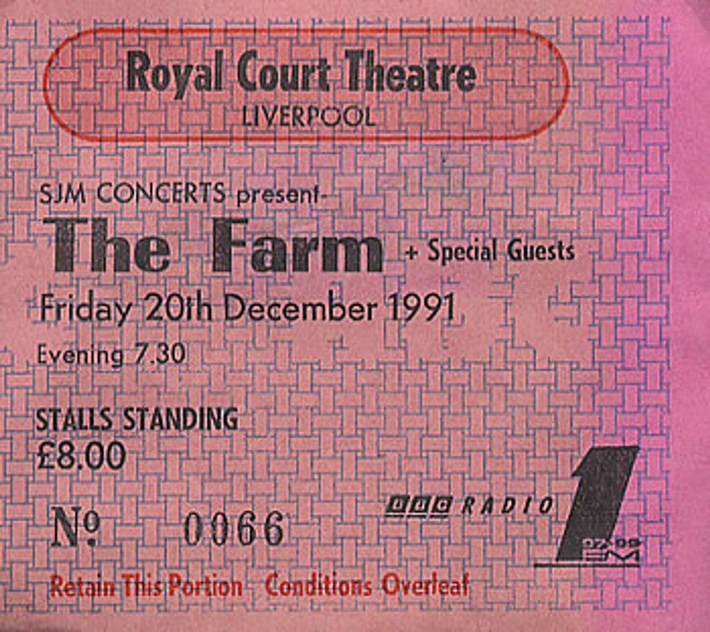 The Farm Set Of 2 Tickets UK concert ticket 2 USED TICKETS