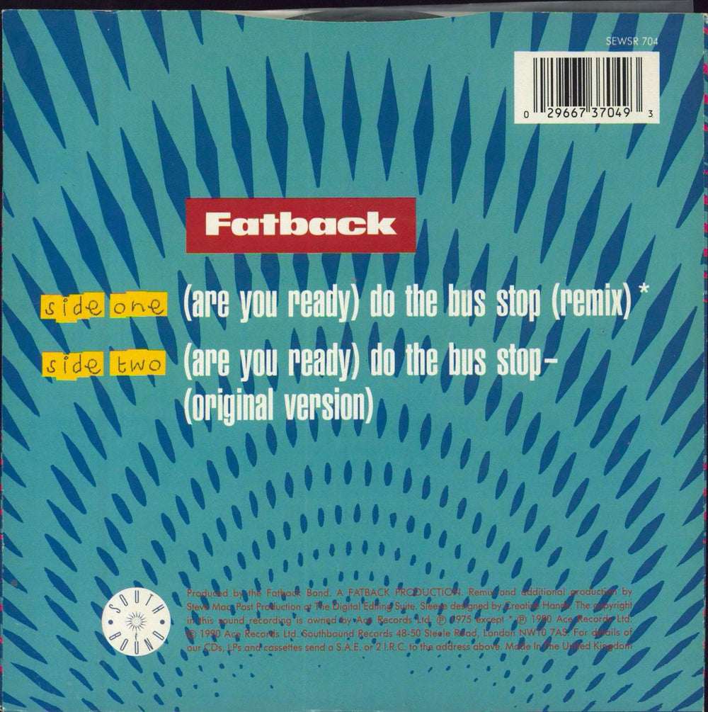 The Fatback Band Bus Stop! Remix UK 7" vinyl single (7 inch record / 45)