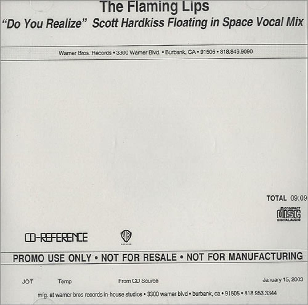 The Flaming Lips Do You Realize US Promo CD-R acetate CD-R ACETATE