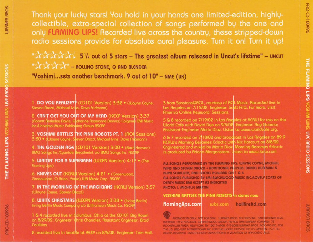 The Flaming Lips Yoshimi Wins: Live Radio Sessions US Promo CD album (CDLP)