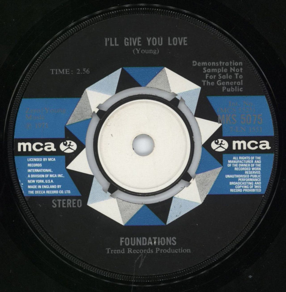 The Foundations Stoney Ground - A Label UK Promo 7" vinyl single (7 inch record / 45)