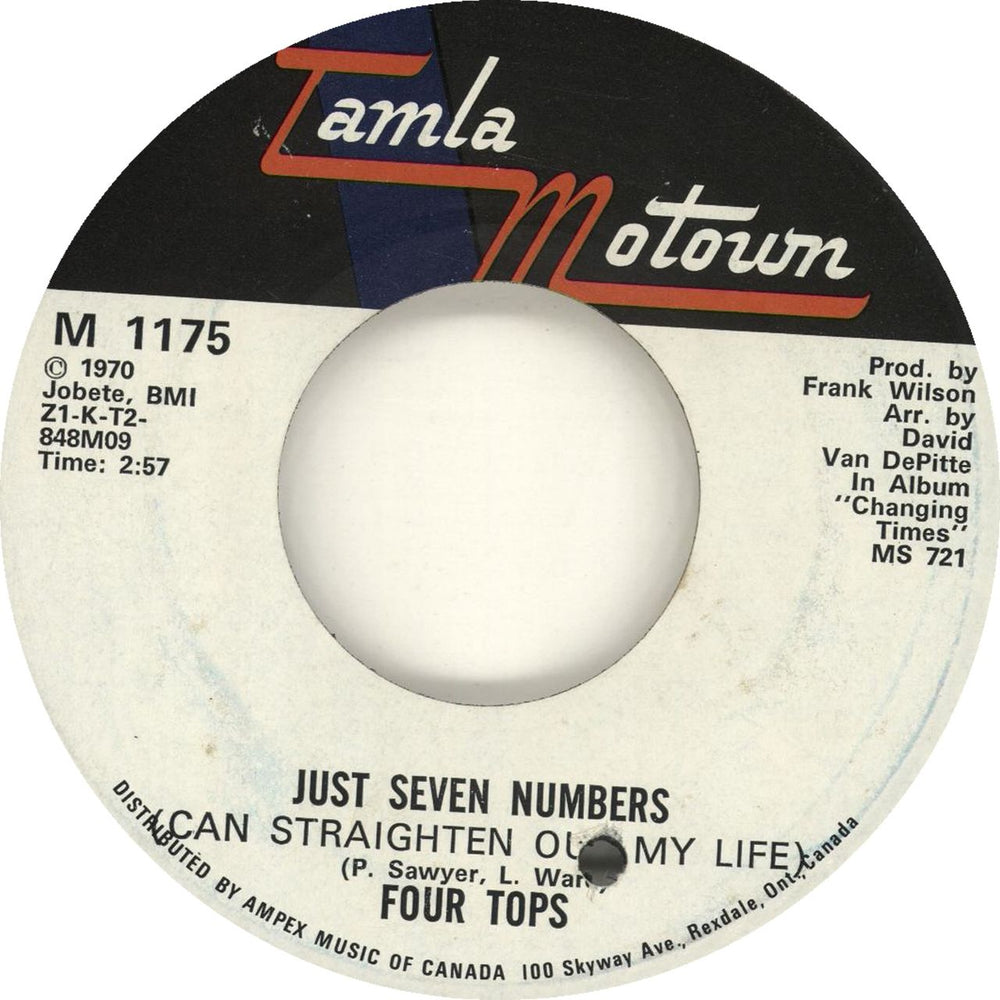 The Four Tops Just Seven Numbers (Can Straighten Out My Life) Canadian 7" vinyl single (7 inch record / 45) M1175