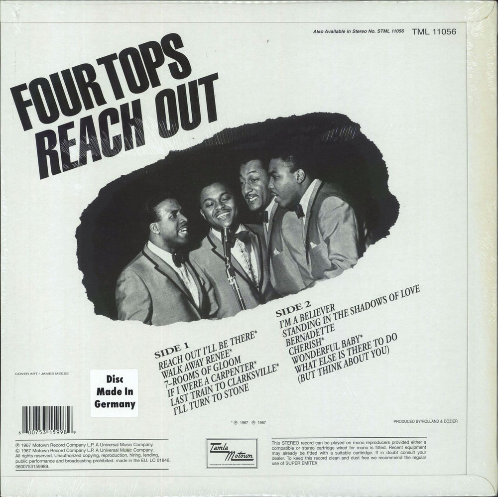 The Four Tops Reach Out German vinyl LP album (LP record) 600753159989