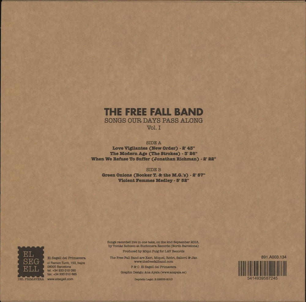 The Free Fall Band Songs Our Days Pass Along Vol. I Spanish 10" vinyl single (10 inch record) 5414939587245