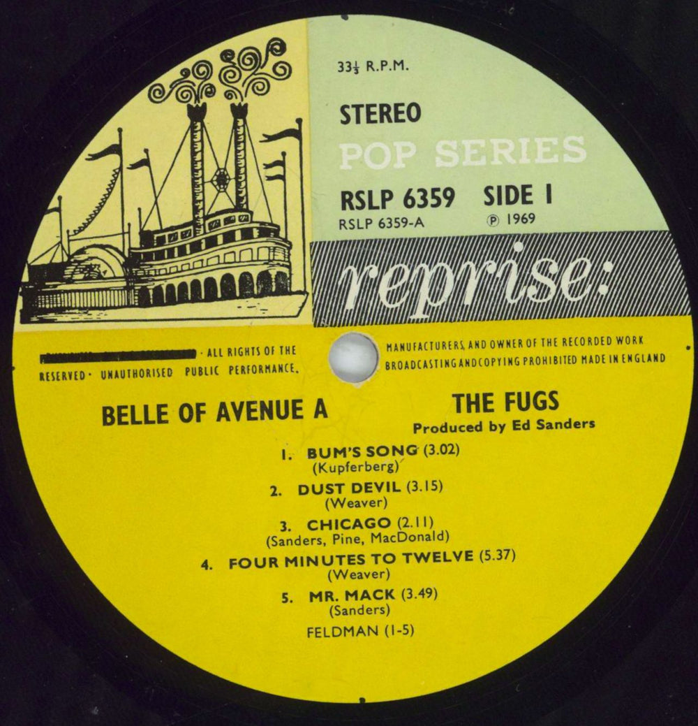 The Fugs The Belle Of Avenue A - VG UK vinyl LP album (LP record) TFGLPTH818688