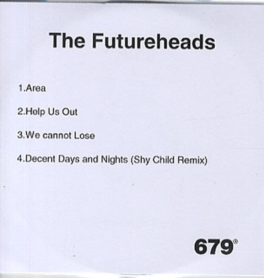 The Futureheads Area UK CD-R acetate CD-R ACETATE