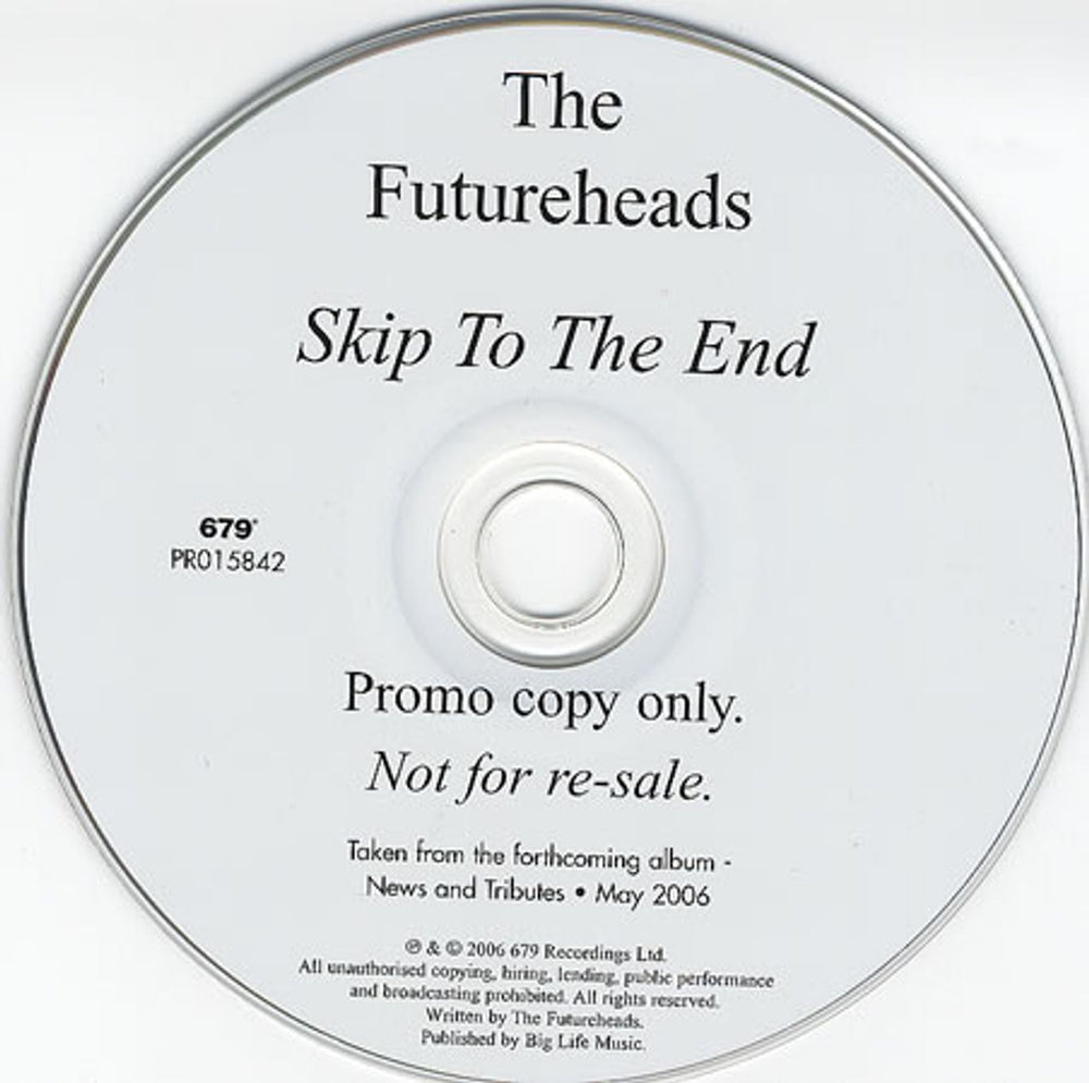 The Futureheads Skip To The End UK Promo CD single (CD5 / 5") FHDC5SK366909