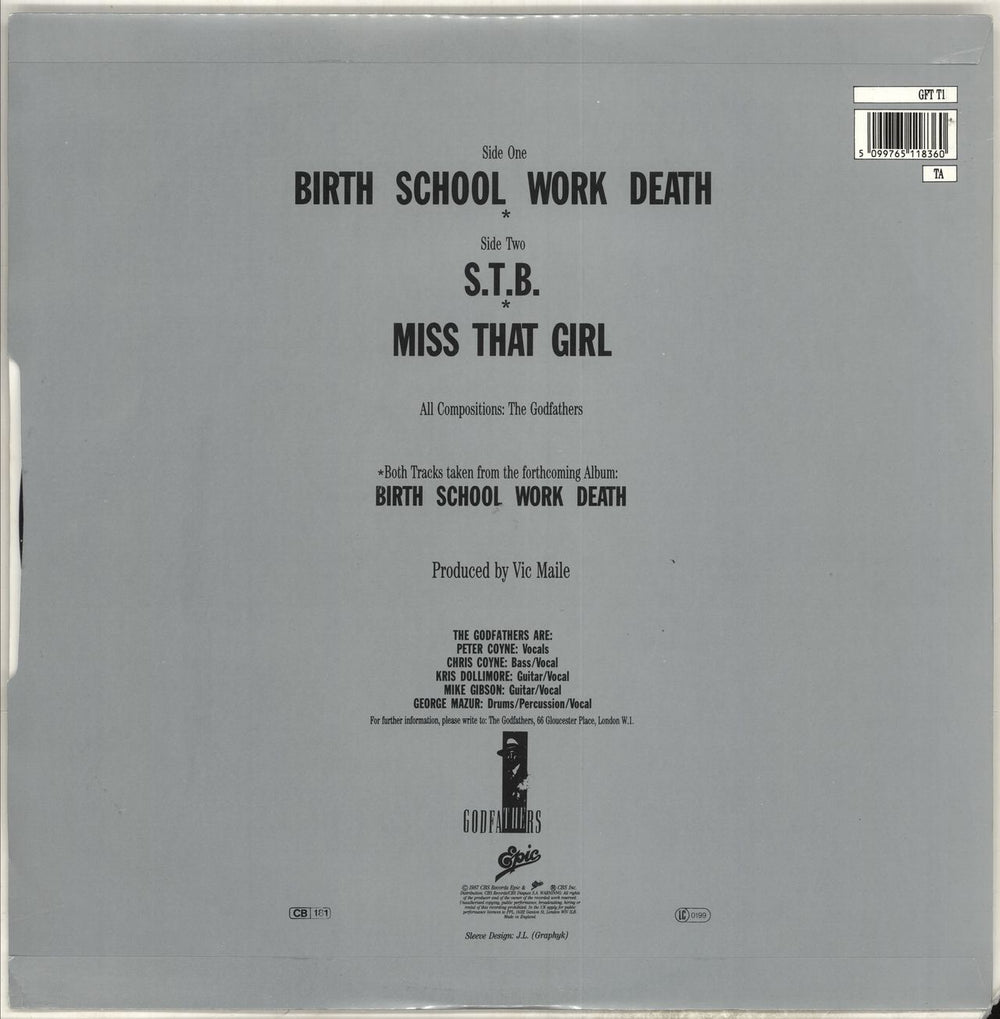 The Godfathers Birth School Work Death UK 12" vinyl single (12 inch record / Maxi-single) 5099765118360