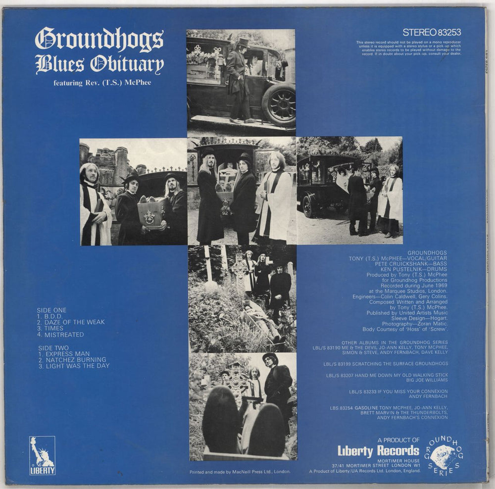 The Groundhogs Blues Obituary - 1st - VG UK vinyl LP album (LP record) GHGLPBL725909