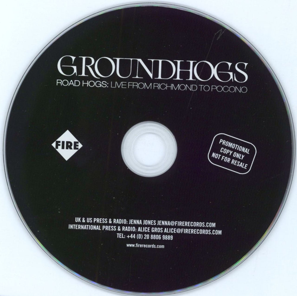 The Groundhogs Road Hogs: Live From Richmond To Pocono UK Promo CD album (CDLP) GHGCDRO793201