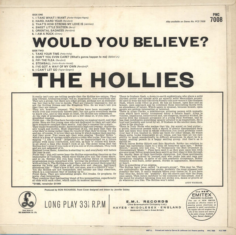 The Hollies Would You Believe? - 1st UK vinyl LP album (LP record)