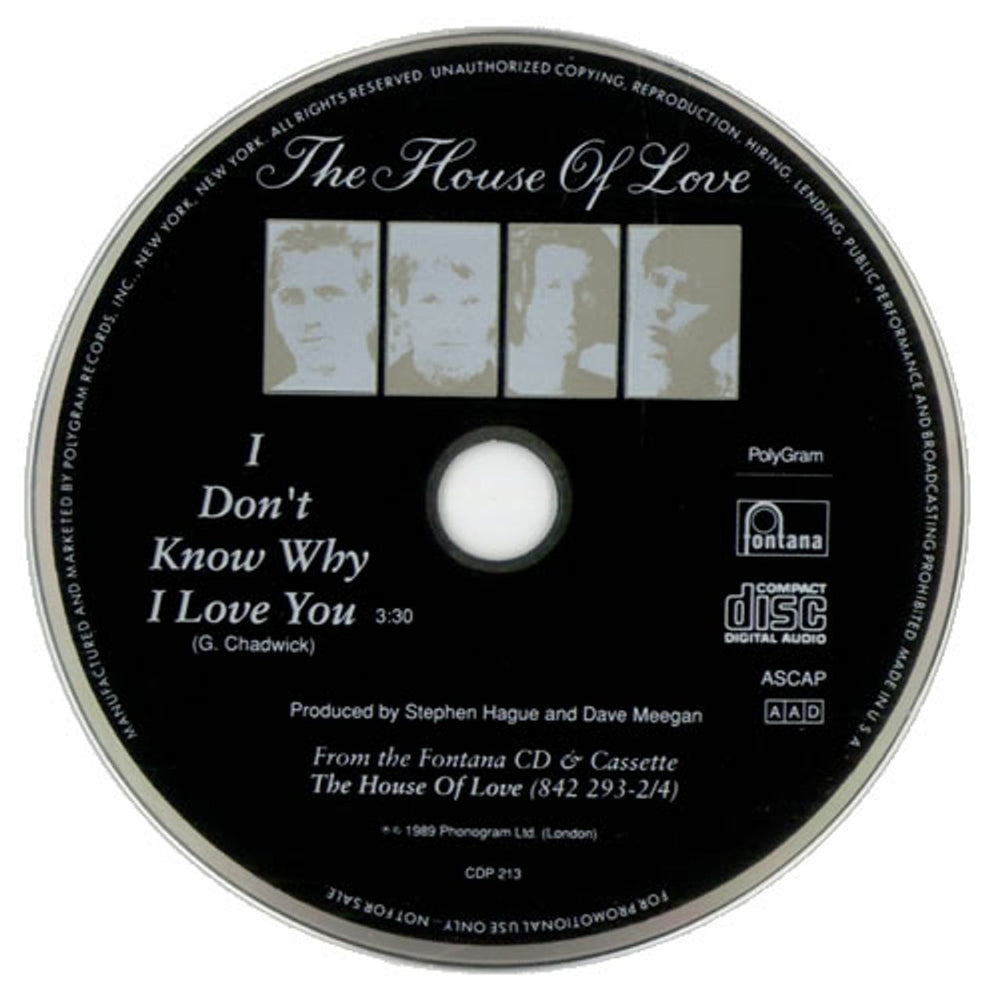 The House Of Love I Don't Know Why I Love You US Promo CD single (CD5 / 5") CDP213