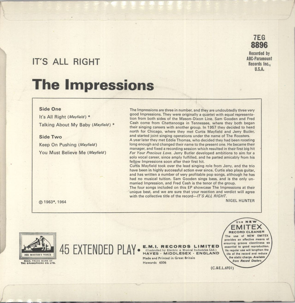 The Impressions It's All Right EP UK 7" vinyl single (7 inch record / 45) IPR07IT817237