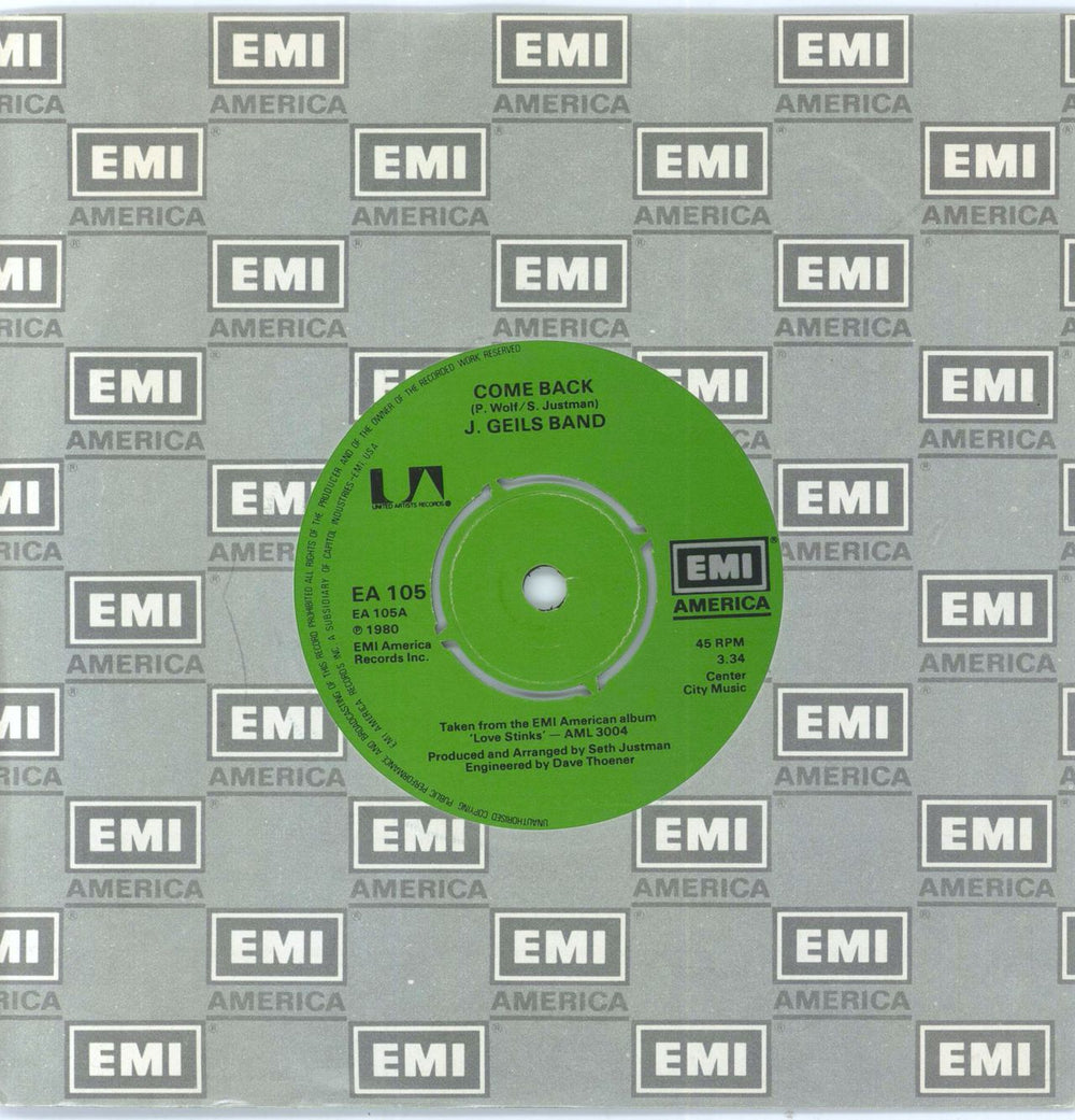 The J. Geils Band Come Back UK 7" vinyl single (7 inch record / 45) EA105