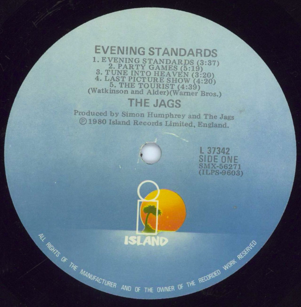 The Jags Evening Standards - Test Pressing sticker Australian vinyl LP album (LP record) T4JLPEV808080