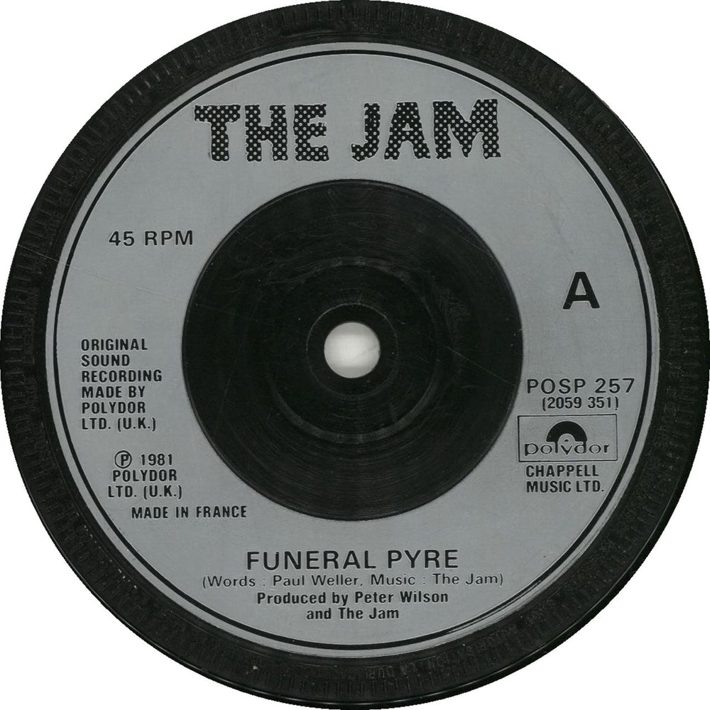 The Jam Funeral Pyre UK 7" vinyl single (7 inch record / 45) POSP257