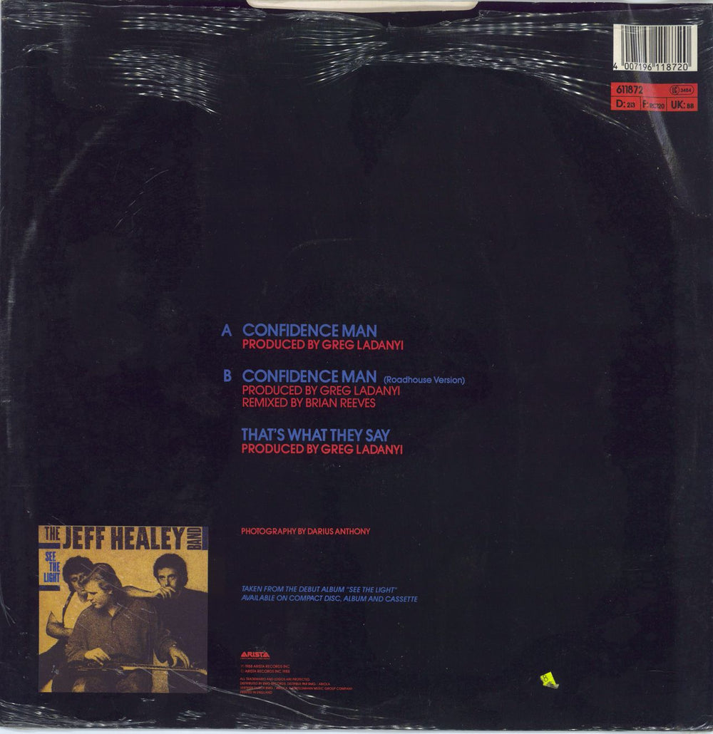 The Jeff Healey Band Confidence Man - Shrink UK 12" vinyl single (12 inch record / Maxi-single) 4007196118720