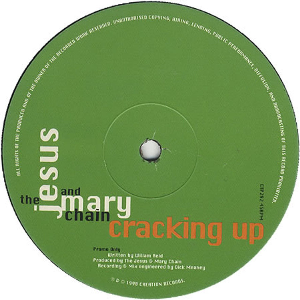 The Jesus & Mary Chain Cracking Up UK Promo 12" vinyl single (12 inch record / Maxi-single) CTP292