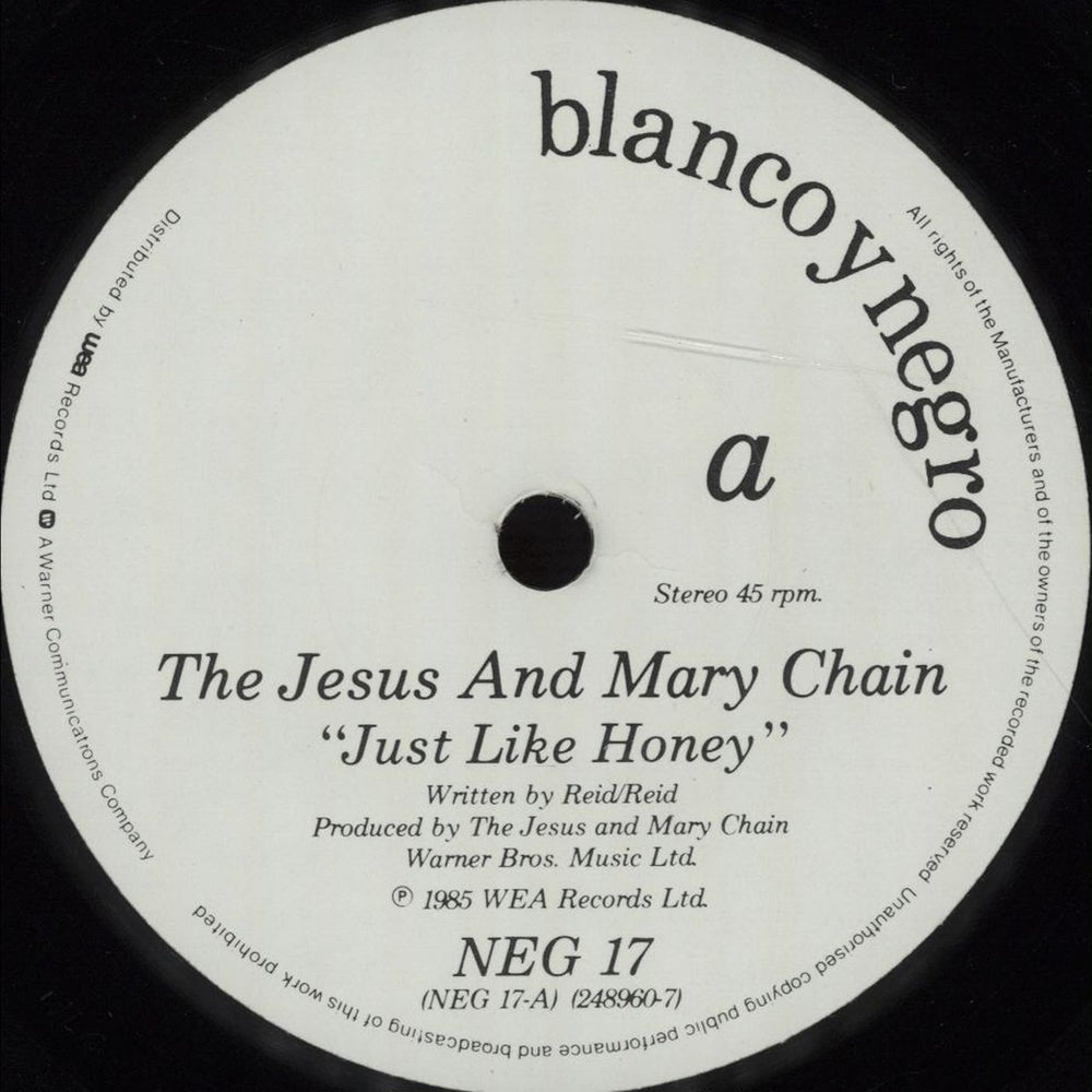 The Jesus & Mary Chain Just Like Honey UK 7" vinyl single (7 inch record / 45) JMC07JU94165