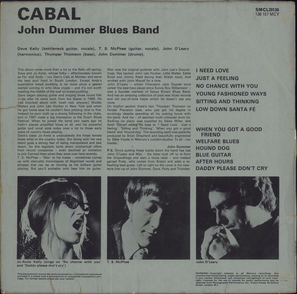 The John Dummer Blues Band Cabal - VG UK vinyl LP album (LP record)