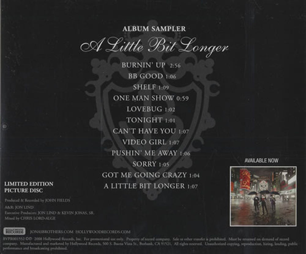 The Jonas Brothers A Little Bit Longer - Album Sampler US Promo CD album (CDLP) TYJCDAL474098