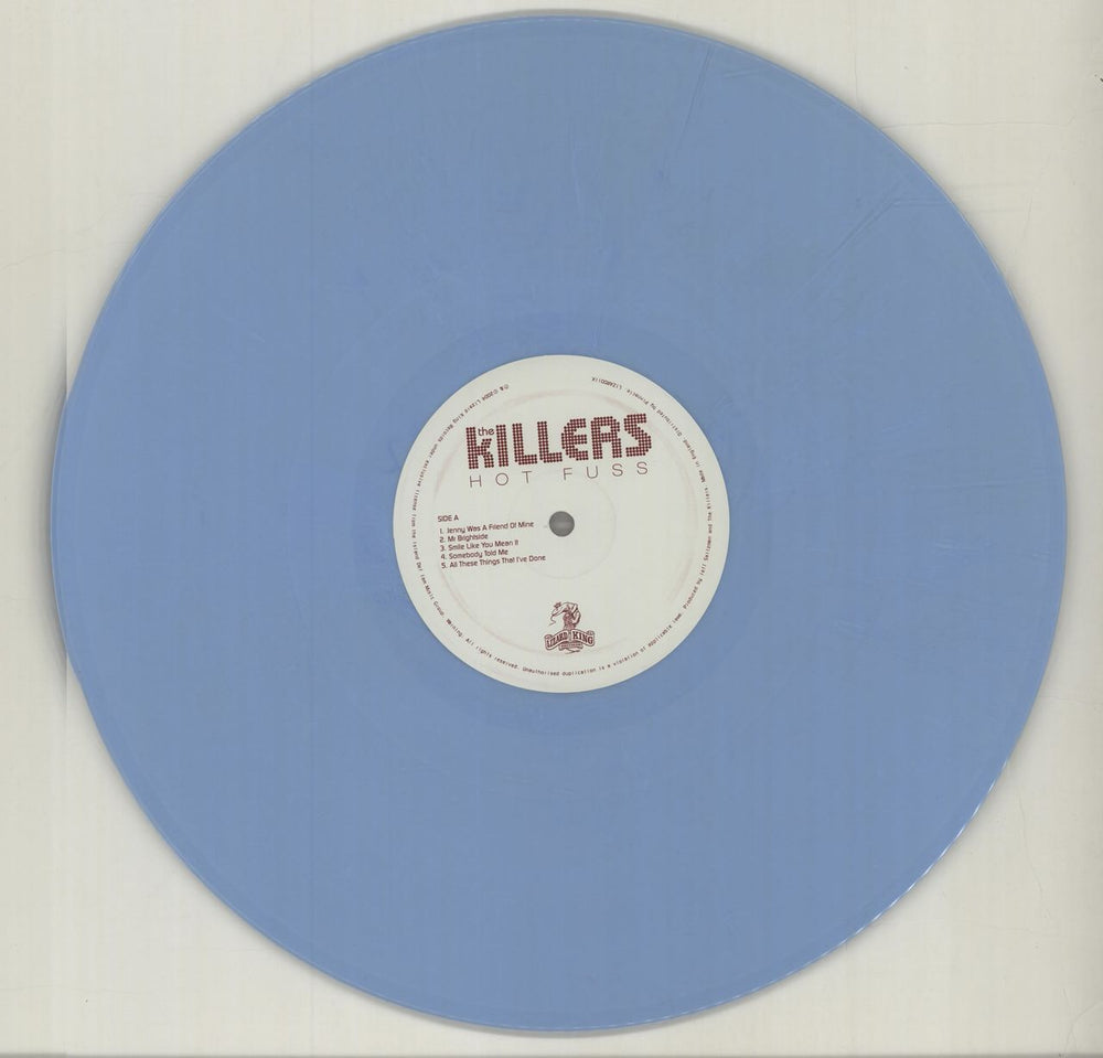 The Killers Hot Fuss - Blue Vinyl UK vinyl LP album (LP record) TKILPHO385076